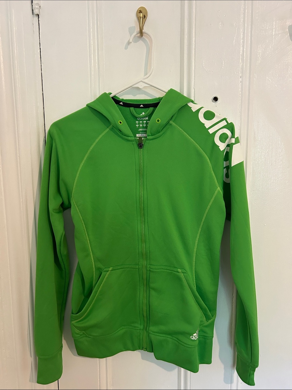 adidas Bright Green Full-Zip Kids Hoodie Jacket